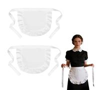 2 Pezzi Grembiule Con Volant Bianco,Grembiule In Vita,Grembiuli Da Cucina ,Grembiule Cameriera,Grembiule Da Donna Bianco per Cosplay Cucina Ristorante Caffè Cucina Fai Da Te Pittura