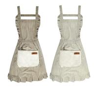 2 Pezzi Grembiule Cucina Donna, Grembiuli da Cucina, Resistente All' Olio e Antigraffio Grembiule Barbecue Uomo in Cotone-Lino, Grembiule Cameriere per Casa Ristorante Cuci BBQ Caffè, Regali Nonna