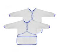 2 Pezzi Grembiule da Pittura Bambini, Grembiuli Scuola Asilo Elementare con Maniche, Grembiule da Pittore per Bambini Impermeabile, con 3 Tasca, per Disegno Aula Cucina (blu)