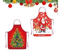 2 Pezzi Grembiule Natalizio, Grembiule Natalizio Cucina, Regolabili Grembiules Babbo Natale Impermeabile, Grembiulis Rossi di Natale, per Cucina Barbecue Festa di Natales Regalo di Natales (B)