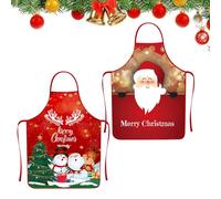 2 Pezzi Grembiule Natalizio, Grembiule Natalizio Cucina, Regolabili Grembiules Babbo Natale Impermeabile, Grembiulis Rossi di Natale, per Cucina Barbecue Festa di Natales Regalo di Natales (A)