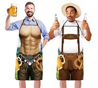 2 Pezzi Grembiule Tirolese per Tradizione Tedesca Grembiule Bavarese Dirndl Divertente per Festa della Birra (Uomo)