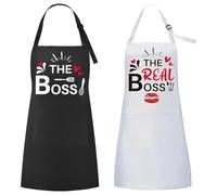 2 Pezzi Grembiuli da Cucina per Coppia, Mr. & Mrs. Grembiule da cucina impermeabile, Divertenti Grembiule per Coppie, per compleanno, matrimonio, San Valentino, festa del papà, festa della mamma