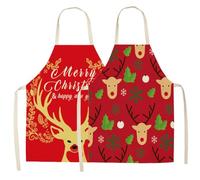 2 Pezzi Grembiuli Natalizi per Donne Uomini,Grembiule da Cucina Natalizio Grembiule Natalizio Divertente per Cucina Festa di Natale(Colore 3)
