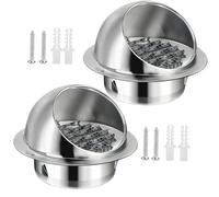 2 pezzi Griglia di Ventilazione, 80mm 100mm 120mm 150mm, Copertura per Sfiato, Presa d'Aria Rotonde per Soffitto, Griglia Aerazione Esterno, Parete, Bagno, Garage, Camino(60 mm/2.3in)