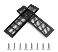 2 Pezzi Griglia di Ventilazione Nera, 30 x 8 cm, Griglia d'aria Alluminio Griglie D'Aerazione con Vite per la ventilazione di armadi e camere da letto