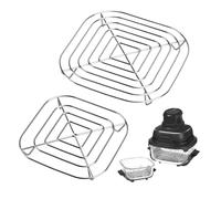 2 Pezzi Griglie di Cottura per Friggitrice, Acciaio Inossidabile | 7.9x7.9x0.78in/5.7x5.7x0.6in, per Ninja Crispi Air Fryer FN101 AS101, lavabile in lavastoviglie(Argento)