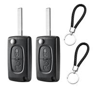 2 Pezzi Guscio Chiave Compatibile con C2 C3 C4 C5 C6 Peugeot 206 207 306 307 308 407 607 806, Cover Telecomando a 2 Pulsanti, Custodia Chiave CE0523 con Lama VA2, Comprensivo di 2 Portachiavi