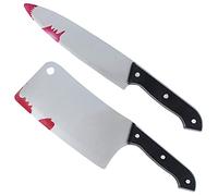 2 Pezzi Halloween Coltello insanguinato Grande Coltello insanguinato diHalloween Decorazione Lama Finta con Macchie di Sangue Coltello insanguinato Lungo 30 cm per la casa stregata di Halloween