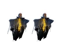 2 pezzi Halloween scheletro volante, arrangiamenti partito forniture, Halloween Hanging Specters Decorazione, Spettro illuminato con luci a LED per veranda cortile case infestate interni ed esterni