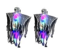 2 pezzi Halloween scheletro volare, arrangiamenti forniture per feste, Halloween appeso Specters Decorazione, Spettro illuminato con luci a led per portico cortile case infestate indoor outdoor