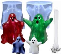 2 Pezzi Halloween Stampo Resina Silicone,Fantasmi di Halloween 3D Stampi per Resina,Stampo Cristalli Resina,Stampo per Candele Fatte a Mano,Decorazioni per la tavola della festa di Halloween