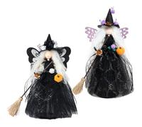 2 Pezzi Halloween Strega Decorazione Fantasma da Appendere per Halloween Scopa Strega Bambole Farcite Appeso Ornamento Decorazione Della Bambola Strega di Halloween con Ali di Farfalla