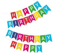 2 Pezzi Happy Birthday Bandiera Colorati Buon Compleanno Bunting Banner con Lettere e Nastro Festone di Compleanno con Scritta Happy Birthday
