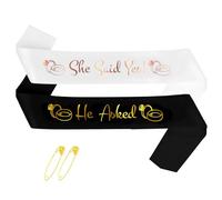 2 pezzi He Asked & She Said Yes Sash Kit, sposa e sposo fascia decorazioni per proposta di fidanzamento addio al nubilato accessori Y8XNXLJD