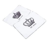 2 pezzi His and Hers coppia abbinabile federe Crown Queen King federa bianco