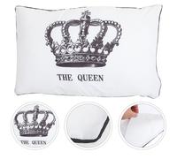2 pezzi His and Hers coppia abbinabile federe Crown Queen King federa bianco