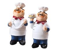 2 pezzi Home Decor Kitchen Restaurant Chef Figurine Ornament Decoration