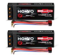 2 pezzi Hoovo 8000mAh 7.4V 2s batteria Lipo 100C RC batteria Hartschale batterie Lipo con spina T da 4.0 mm per RC Car Truck RC Hobby 8000mAh 7.4V 2Pcs