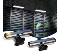 (2 Pezzi) ICEKO Faretto LED da Esterno Solare con Sensore di Movimento,1200 mAh/3 Modalità/IP55 Impermeabile, Lampade Solari con Clip,Luci Solare LED Esterna con Pannello Giardino,Recinzione,Parete