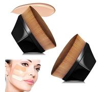 2 pezzi ideali per pennelli professionali per base del viso, Kabuki fondotinta con scatola, base del pennello, spazzola professionale Kabuki per il trucco liquido (nero)