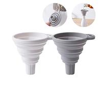 2 Pezzi Imbuto Pieghevole, Imbuto in Silicone, Pieghevole Imbuto Cucina, Multifunzione Portatile Pieghevole Imbuto ad Retrattile, per Trasferire Liquidi e Polveri (Bianco + Grigio)