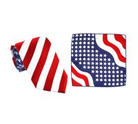 2 pezzi in 1 set cravatta a stelle e strisce e asciugamano tascabile American