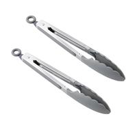 2 pezzi in acciaio inossidabile clip for alimenti in silicone da cucina grigliate pinze for insalata pane che servono antiaderente for barbecue strumenti di serraggio(E)