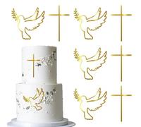 2 pezzi in acrilico croce decorazione cristiana battesimo Cake Topper Dio Bennet decorazione torta per torta religiosa croce prima comunione tema baby doccia compleanno festa torta decorazioni oro