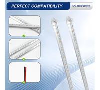 2 Pezzi in Lega di Alluminio Rigida LED Strip Rod Light Impermeabile 12V 50CM Bianca