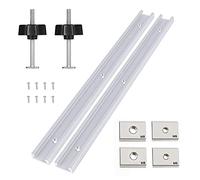 2 pezzi in lega di alluminio T-Track Slot, 400 mm T-Slot Track Mitra Track Jig, T-Rail Slider Straight Edge Strumento di bloccaggio con viti autofilettanti, manico in plastica, per la lavorazione del