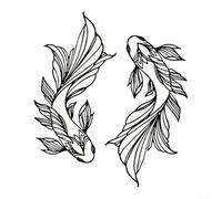 2 pezzi in metallo per decorazione da parete con pesce KOI, arte in ferro nero per interni ed esterni, Feng Shui murale con motivo tradizionale a rullo, 30 x 16,2 cm, facile da montare per soggiorno e