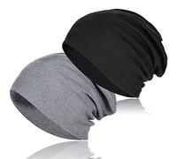 2 pezzi in morbido cotone morbido, berretto da allenamento leggero con teschio largo e elastico per uomini e donne, Set-1, Taglia unica