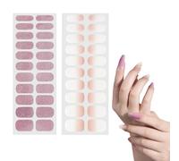 2 Pezzi Includere 42 Dita Adesivi per Unghie con Lima e Bastone Di Legno,Full Wraps Adesivi per Smalto per Donna Ragazze Fai da Te,Rosa Gradiente e Rosa glitterato Nail Stickers per Nail Decorazioni