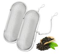2 Pezzi Infusore per Tisane Filtro Te Infusione con Catena Maglia Fine Tea Ball Colino,Inox Filtri per Tè Filtro da Tè in Acciaio Inossidabile,per Tè Sfuso,Tisane,Spezie e Condimenti,Tisana,Teesieb
