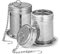 2 Pezzi Infusore Tè, Colino per tè Sfuso con Catena Lunga e Vassoio Raccogligocce Rotondo, Filtro per Tisane a Rete Extra Fine in Acciaio Inossidabile per Teiere, Tazze e Bottiglie di Tè