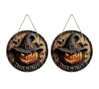 2 Pezzi Insegna Halloween in Porta, Decorazione Rotonda a Forma di Zucca per Porta d’Ingresso, Perfetta per Feste a Tema e Casa, Festa di Halloween