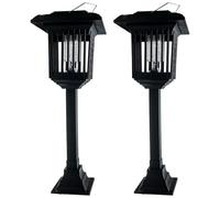 2 pezzi, insetticida solare per esterni, con forte griglia elettrica, ricarica solare e design impermeabile, ideale per casa, giardino, balcone e terrazza, alloggiamento nero, da appendere o inserire