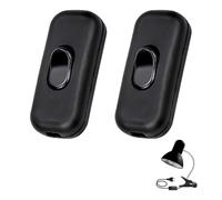 2 pezzi interruttore lampada da tavolo, interruttore bipolare nero con cavo in linea 6 A 250 V, per lampade e piccoli elettrodomestici, bilanciere di materiale