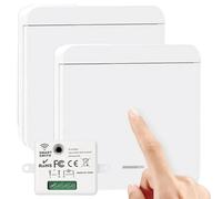 2 Pezzi Interruttore Senza Fili: Kit con Ricevitore 10A 230V 433MHz, Portata 30m, Per Lampada 1500W, Interruttore A Parete Va e Viente, Bagno/Camera da letto, Casa Intelligente