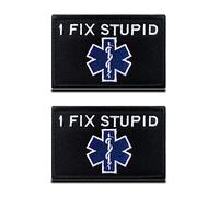 2 Pezzi Io Aggiusto Gli Stupidi "I Fix Stupid" Divertente Patch Gancio e Anello Ricamato Toppa per Zaino Vestiti Cappelli Uniforme Ciclismo Tattico Militare Toppa Collezione
