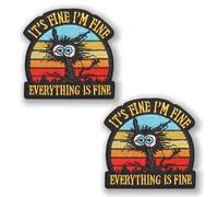 2 pezzi It's Fine I'm Fine Everything is Fine HOOK LOOP ricamo patch,Funny Patch compatibili con per tattiche militari Moral Jeans Giacche Zaini Abbigliamento Cappellino da baseball Camicie