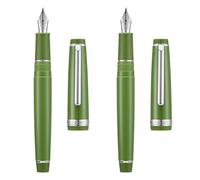 2 Pezzi Jinhao 82 Penna stilografica in resina Iridium Extra Fine & Fine con convertitore, verde con set di penne da scrittura a clip argento