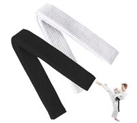 2 pezzi Judo Cinture Karate Cinture 160 cm in tessuto extra spesso adatto per Karate Aikido professionale per bambini, cucite a mano, robuste e durevoli, bianche+nero