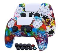 [2 pezzi] Jusy Cover Grip Silicone per PS5 Controller, set di Accessori Protettivi con Custodia Antiscivolo a Prova di Sudore, con PRO Presa del Pollice Thumb Grips x 10 (Graffiti)