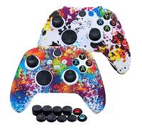 [2 pezzi] Jusy Cover Grip Silicone per Xbox Series X/S Controller, set di Accessori Protettivi con Custodia Antiscivolo a Prova di Sudore, con PRO Presa del Pollice Thumb Grips x 10 (Graffiti)