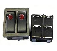 2 pezzi KCD2 doppio interruttore a bilanciere for barca 6 pin on-off con luce rossa verde 20A 125VAC/ 16A 250V nero senza interruttore della luce(Cat s eye red light)