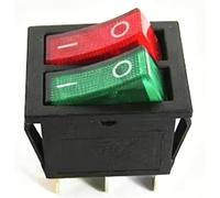 2 pezzi KCD2 doppio interruttore a bilanciere for barca 6 pin on-off con luce rossa verde 20A 125VAC/ 16A 250V nero senza interruttore della luce(Red Green light 6Pin)