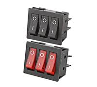 2 pezzi KCD3 Interruttore a bilanciere for auto e barca ON-OFF 2 posizioni 9 pin KCD3-303 Pulsante interruttore luce triplo nero rosso 34 * 40 mm for auto e barca(Black Without Light)