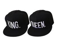 2 Pezzi King & Queen Berretto da Baseball Ricamato, Unisex da Donna, per Coppie, Rap, Outdoor (Nero)